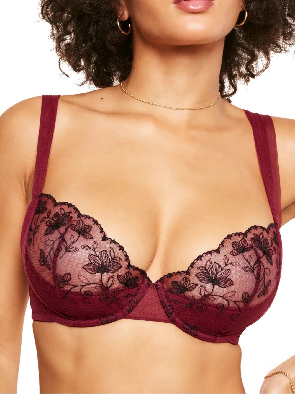 Adore Me Red and Black Sofia Contour Bra, Size Small 32DD
